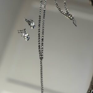 Vintage Rhinestone Necklace and Clip On Earring Set